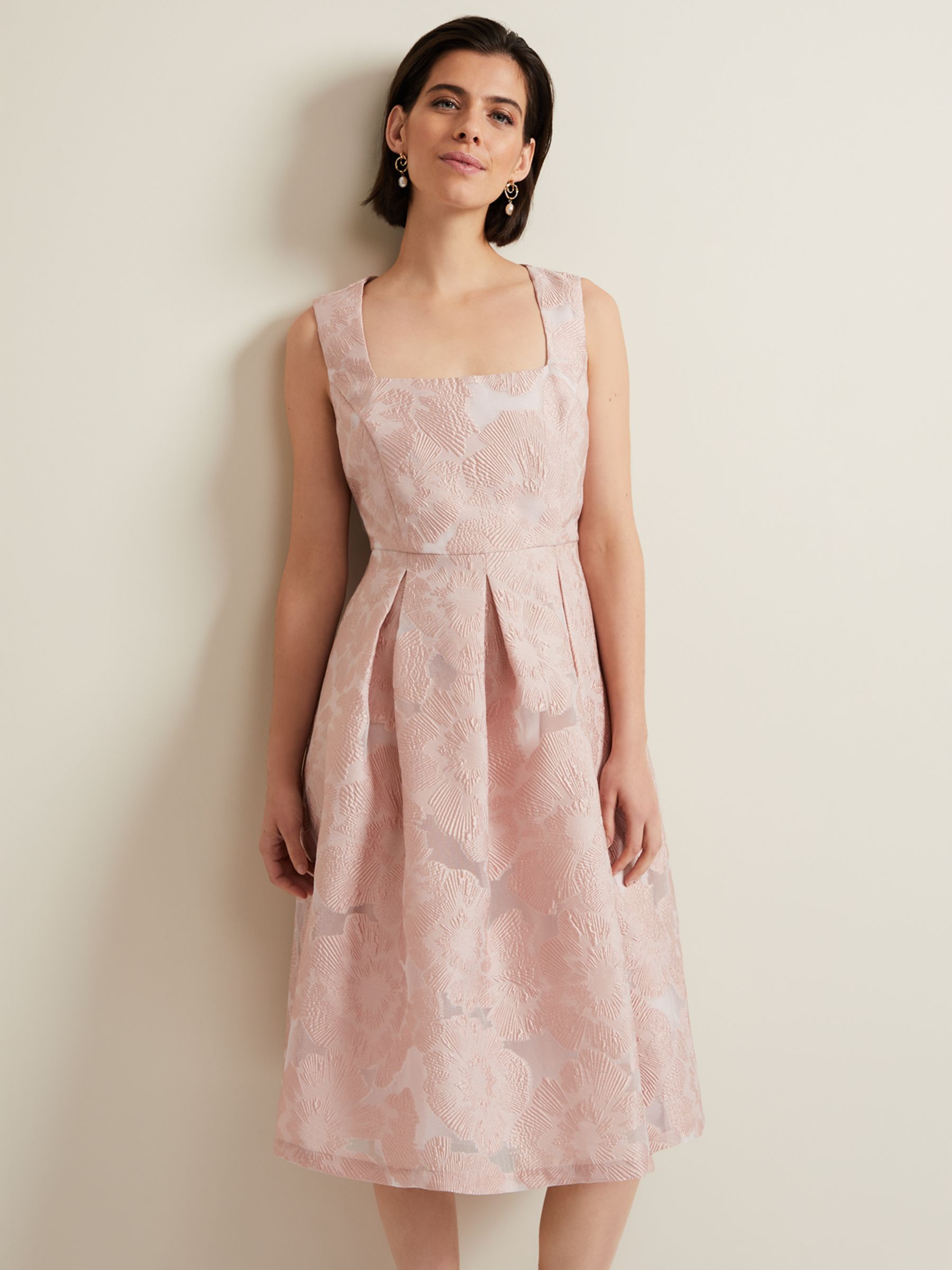 Phase Eight Jacesta Jacquard Dress, Pale Pink, 26