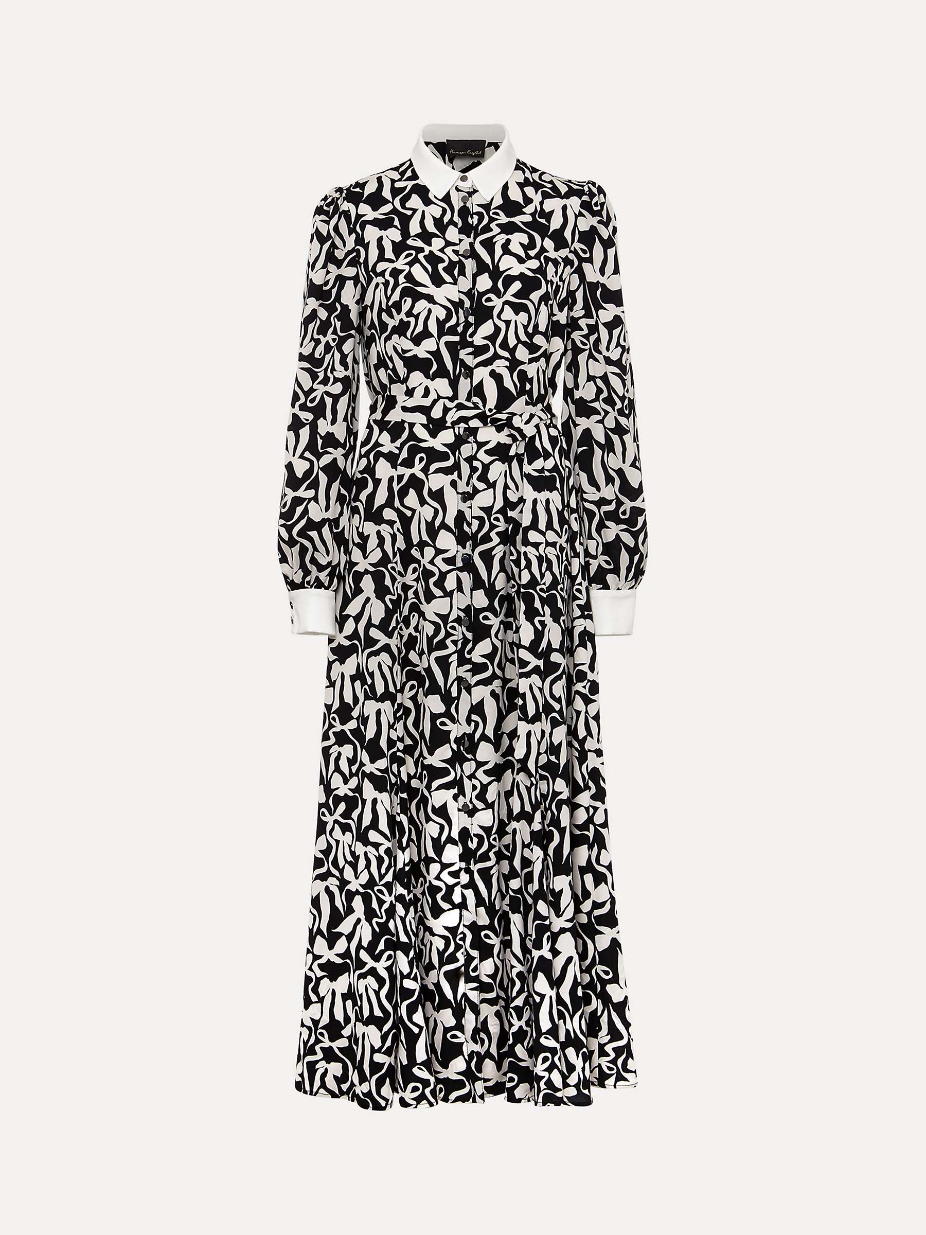Buy Phase Eight Bonnie Bow Print Midaxi Shirt Dress, Black/Ivory Online at johnlewis.com
