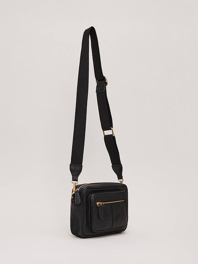Phase Eight Leather Cross Body Bag, Black