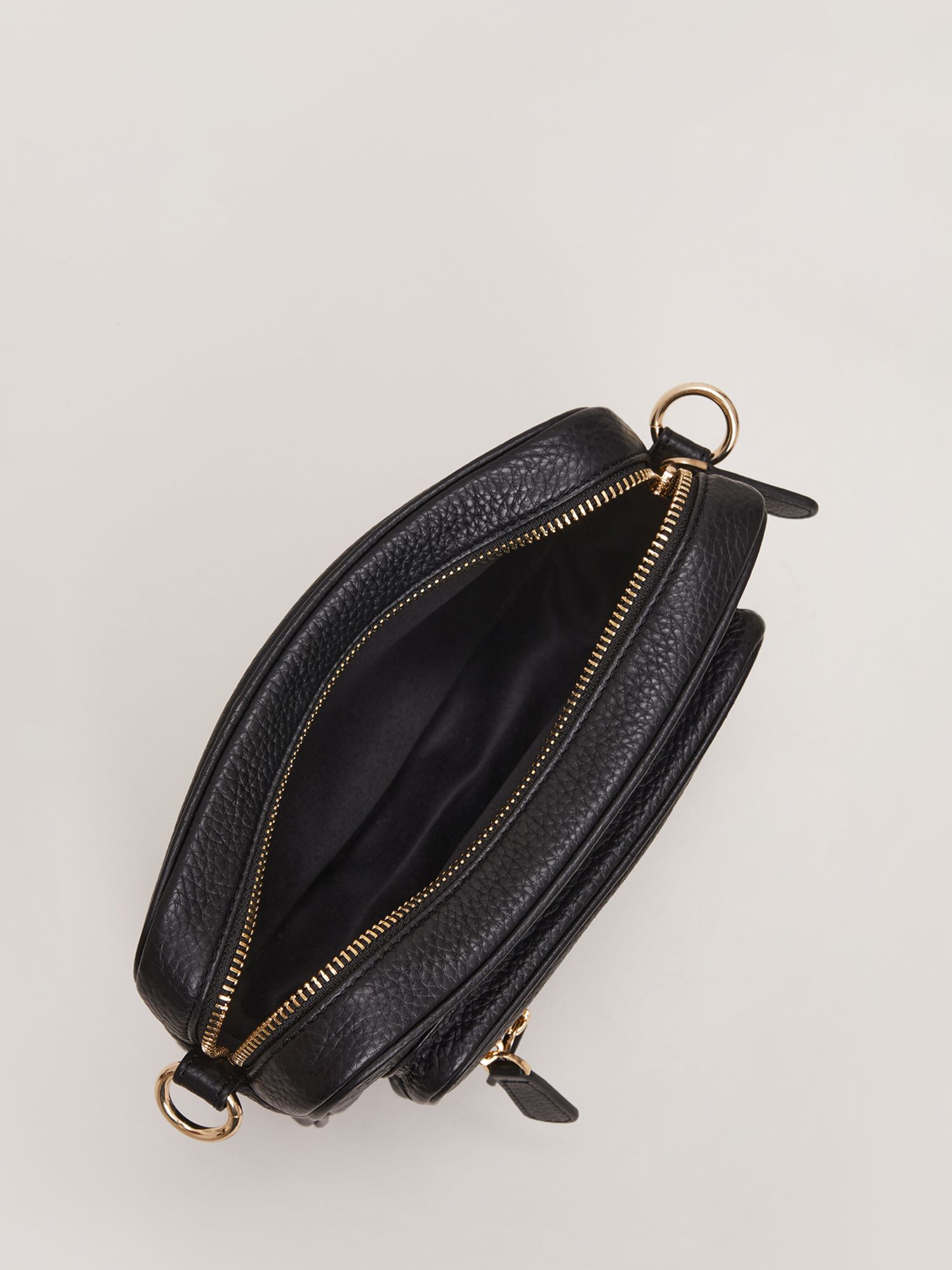 Buy Phase Eight Leather Cross Body Bag, Black Online at johnlewis.com