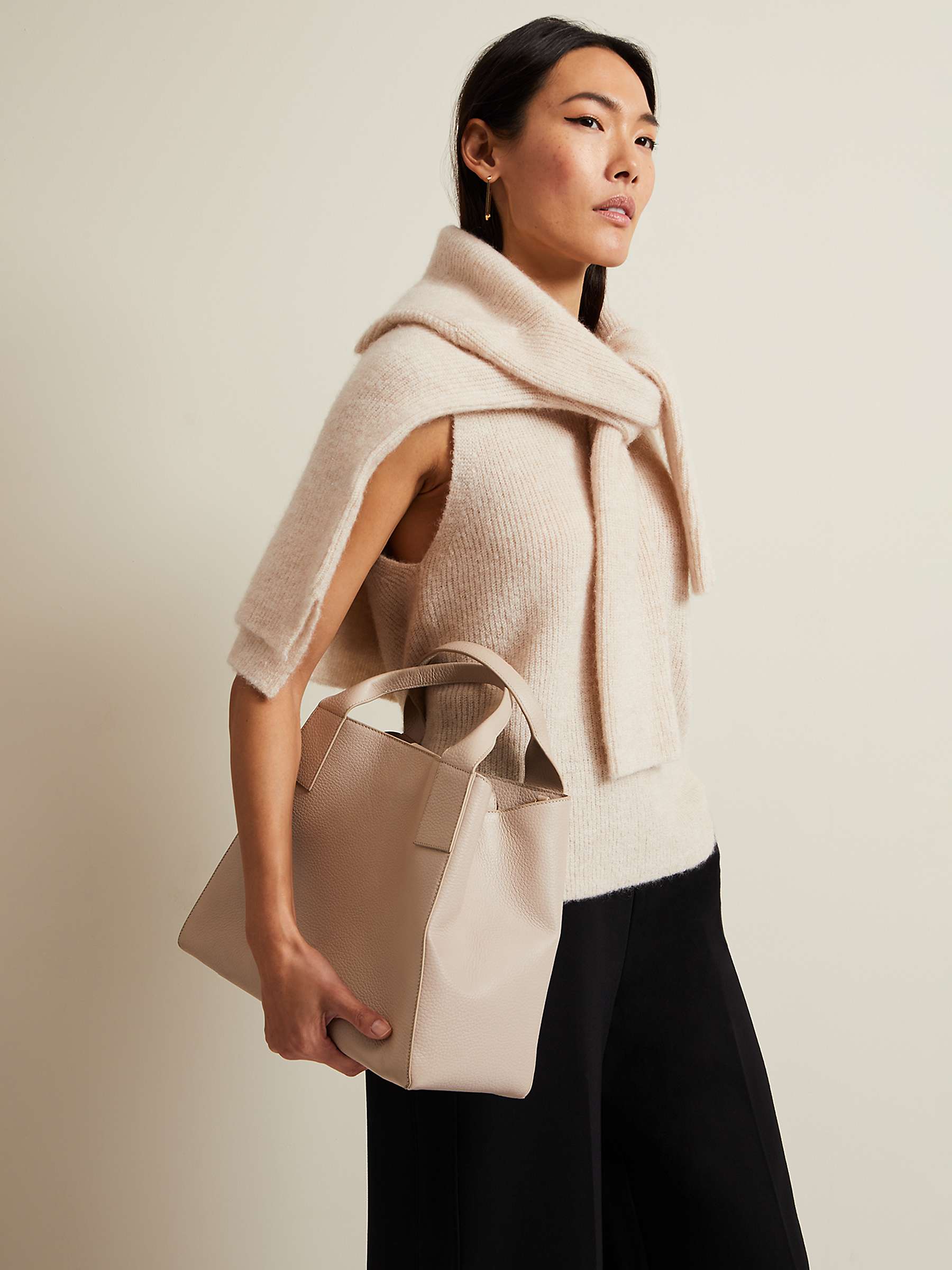 Buy Phase Eight Leather Tote Bag, Neutral Online at johnlewis.com