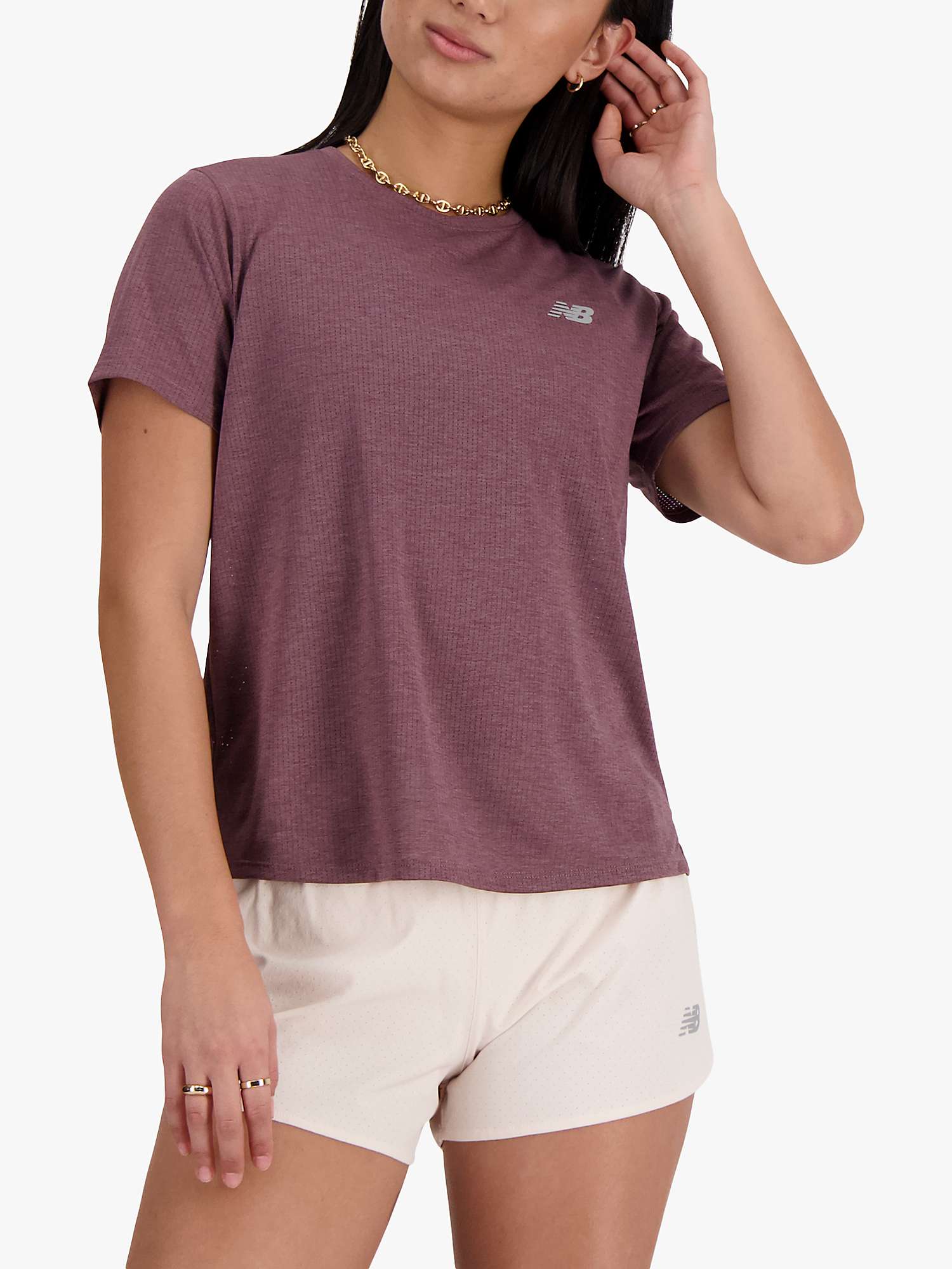 Buy New Balance Athlete Short Sleeve Top, Purple Online at johnlewis.com