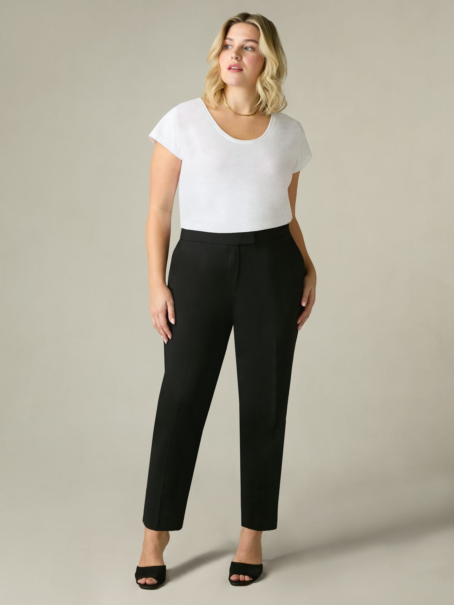 Capsule - - CHOCOLATE Pull On Linen Mix Wide Leg Trousers - Plus Size 16 to  20