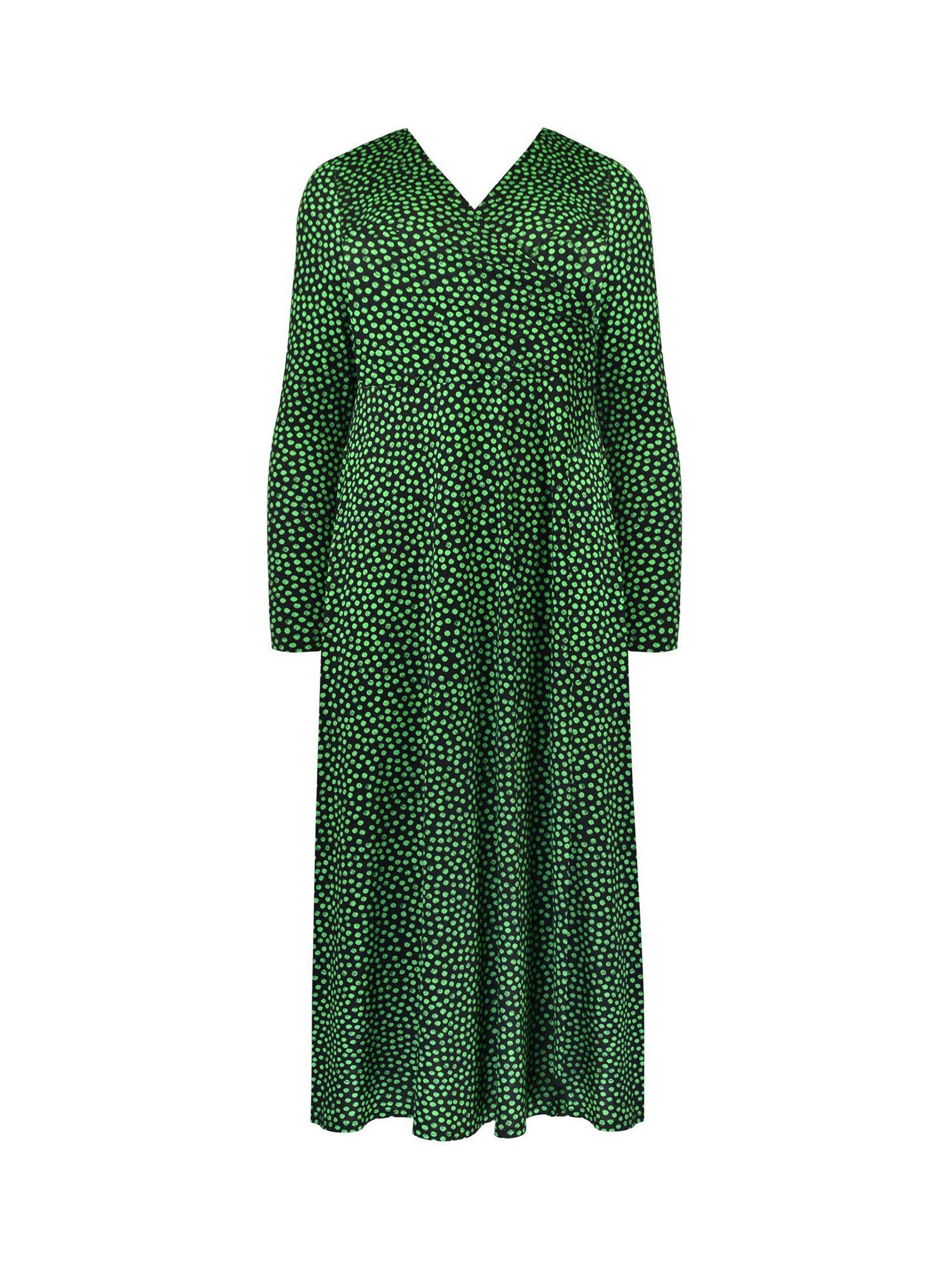 Live Unlimited Curve Spot Print Jersey Wrap Midi Dress, Green at John ...