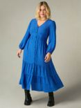 Live Unlimited Curve Ditsy Button Through Midaxi Dress, Blue, Blue