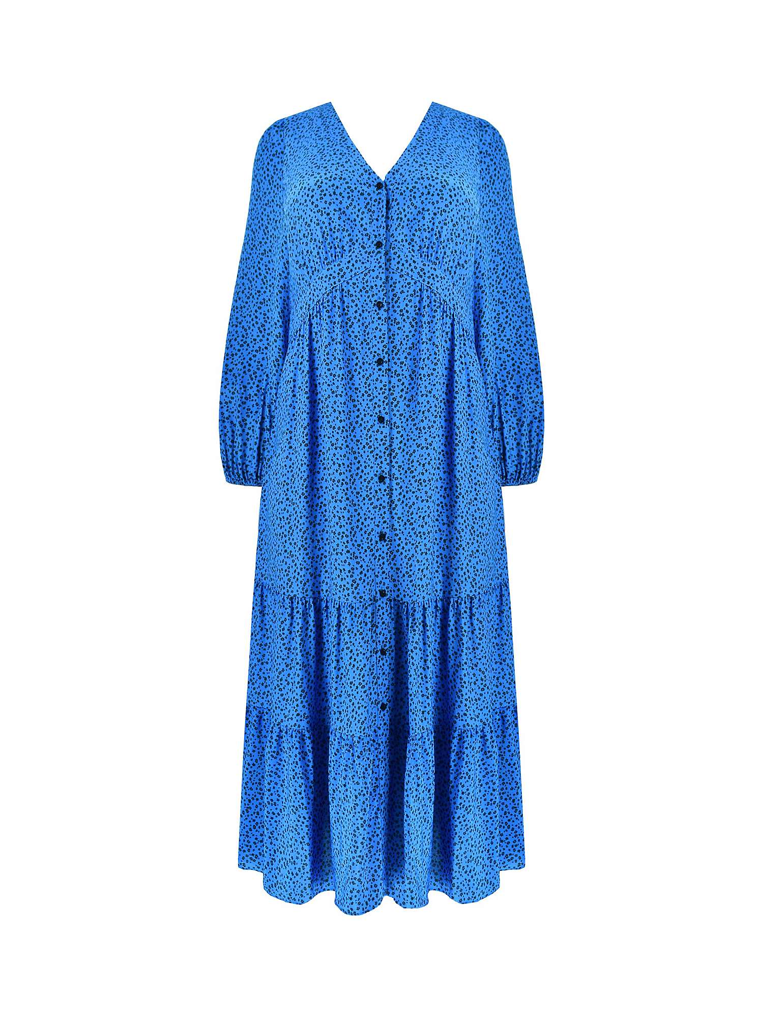 Buy Live Unlimited Curve Ditsy Button Through Midaxi Dress, Blue Online at johnlewis.com