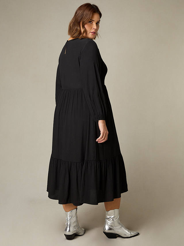 Live Unlimited Curve Shirred Yoke Midi Dress, Black
