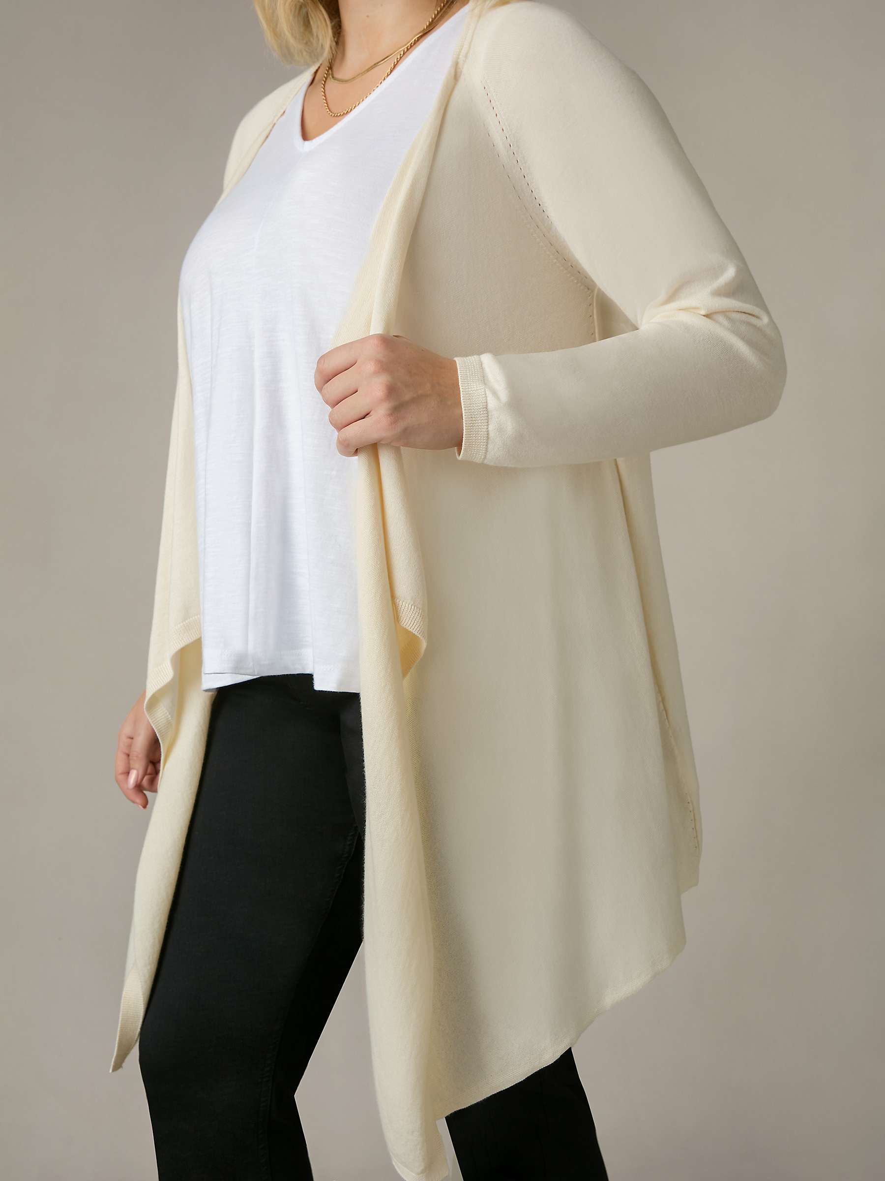 Buy Live Unlimited Curve Knitted Waterfall Cardigan, Neutral Online at johnlewis.com