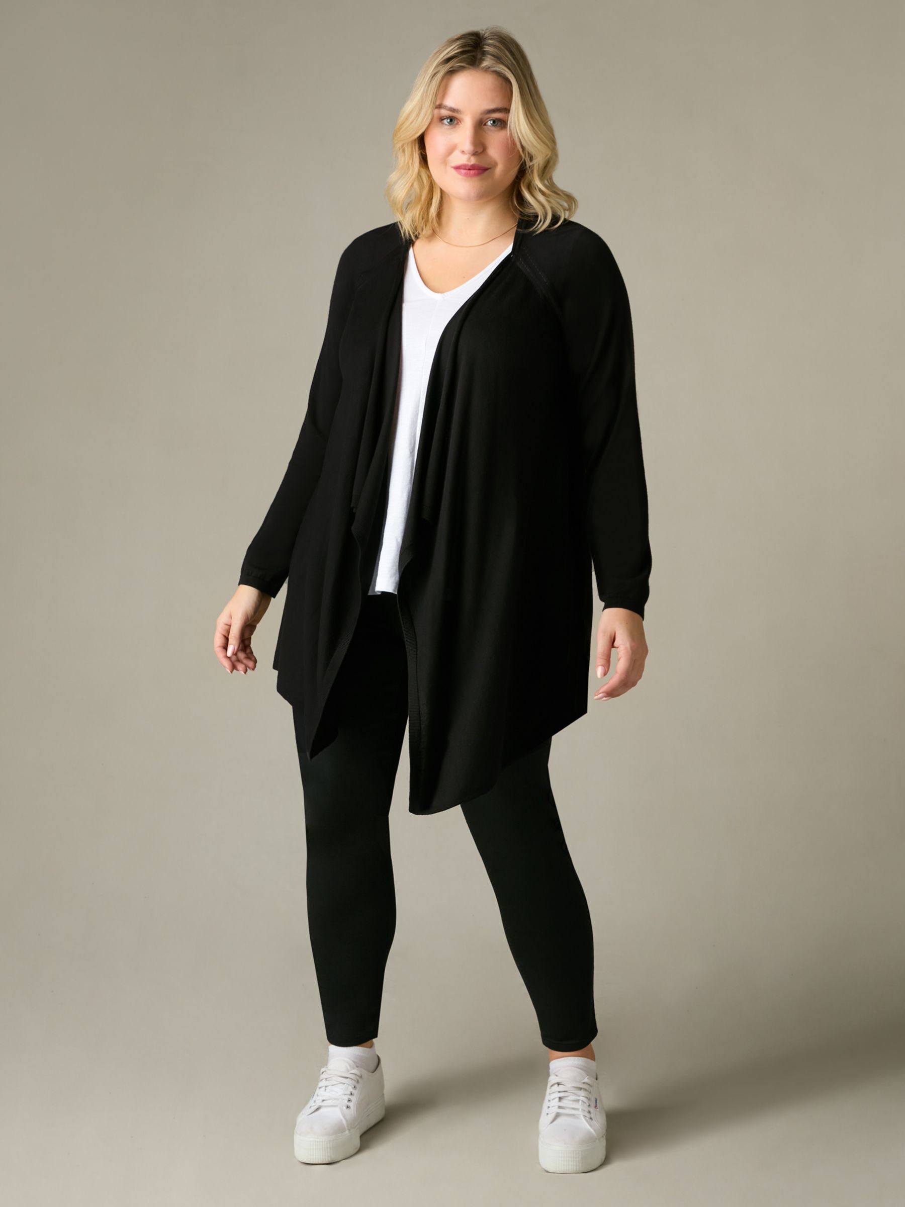 Live Unlimited Curve Waterfall Cardigan, Black at John Lewis & Partners