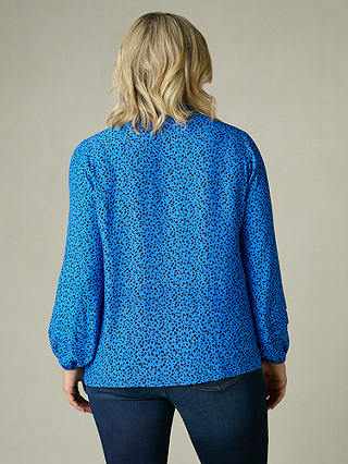 Live Unlimited Curve Ditsy Print Pleat Sleeve Blouse, Blue