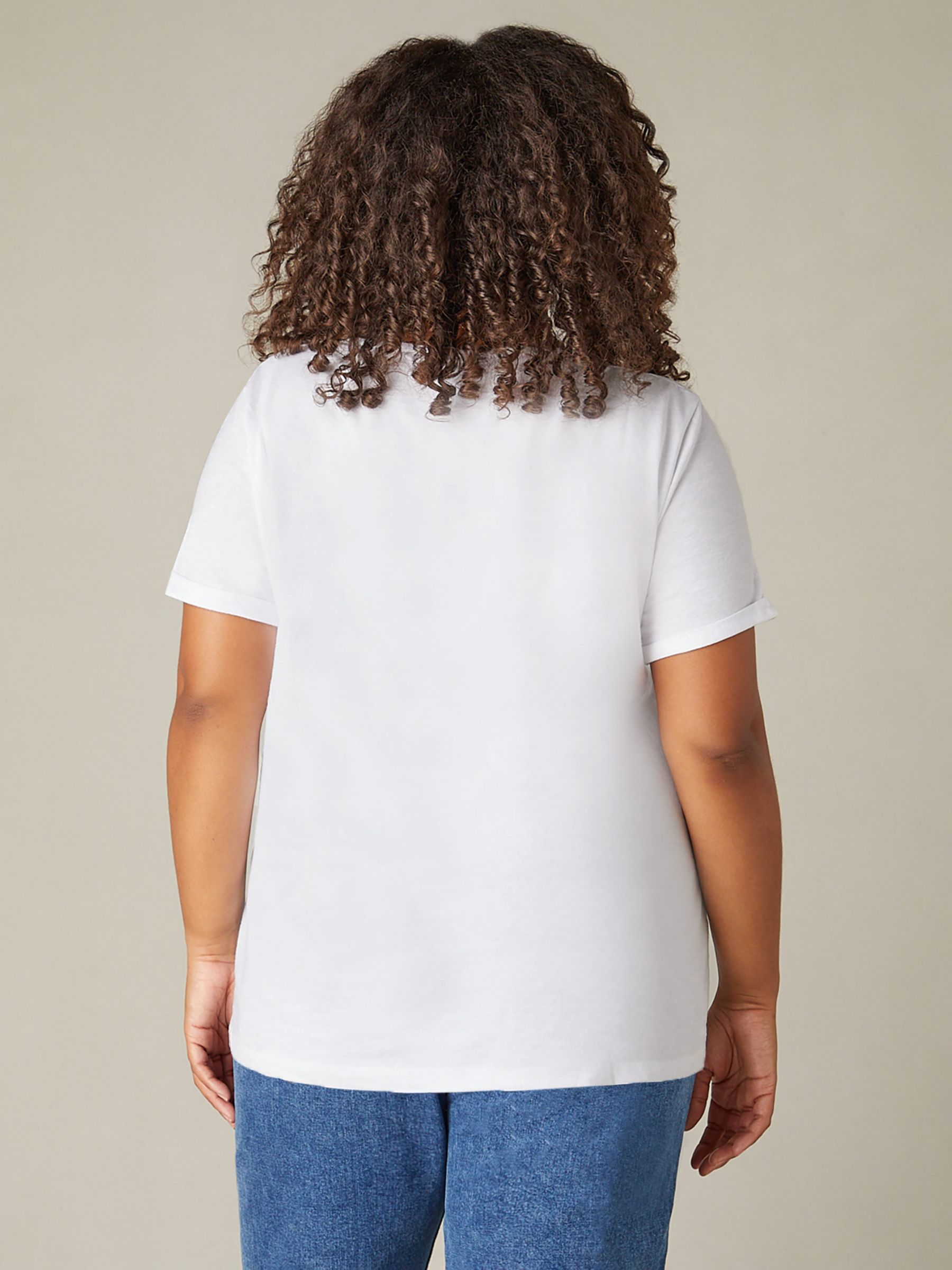 Live Unlimited Curve Cotton Slub V-Neck T-Shirt, White, 16