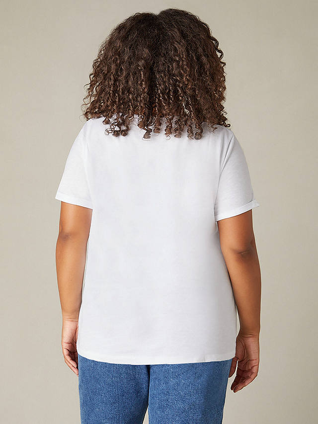 Live Unlimited Curve Cotton Slub V-Neck T-Shirt, White