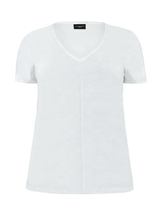 Live Unlimited Curve Cotton Slub V-Neck Longline T-Shirt, White