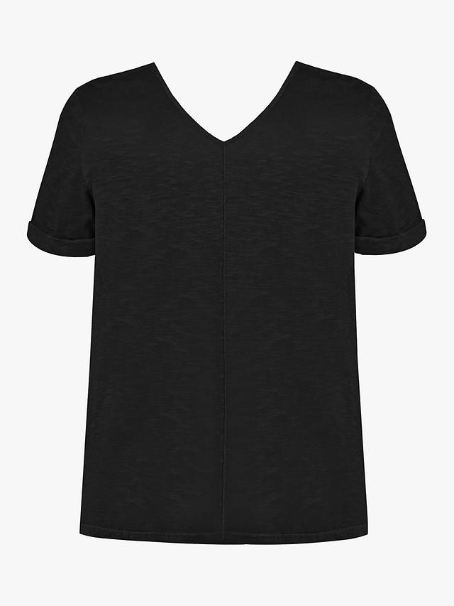 Live Unlimited Curve Cotton Slub V-Neck Longline T-Shirt, Black