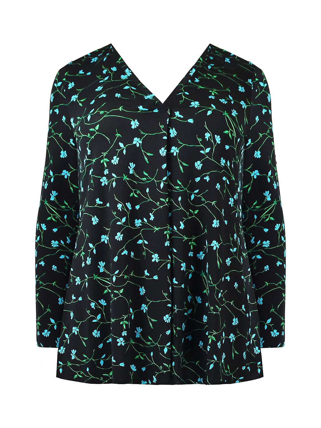 Buy Live Unlimited Curve Ditsy Print Pleat Front Top, Blue Online at johnlewis.com