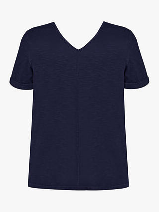 Live Unlimited Curve Cotton Slub V-Neck T-Shirt, Navy
