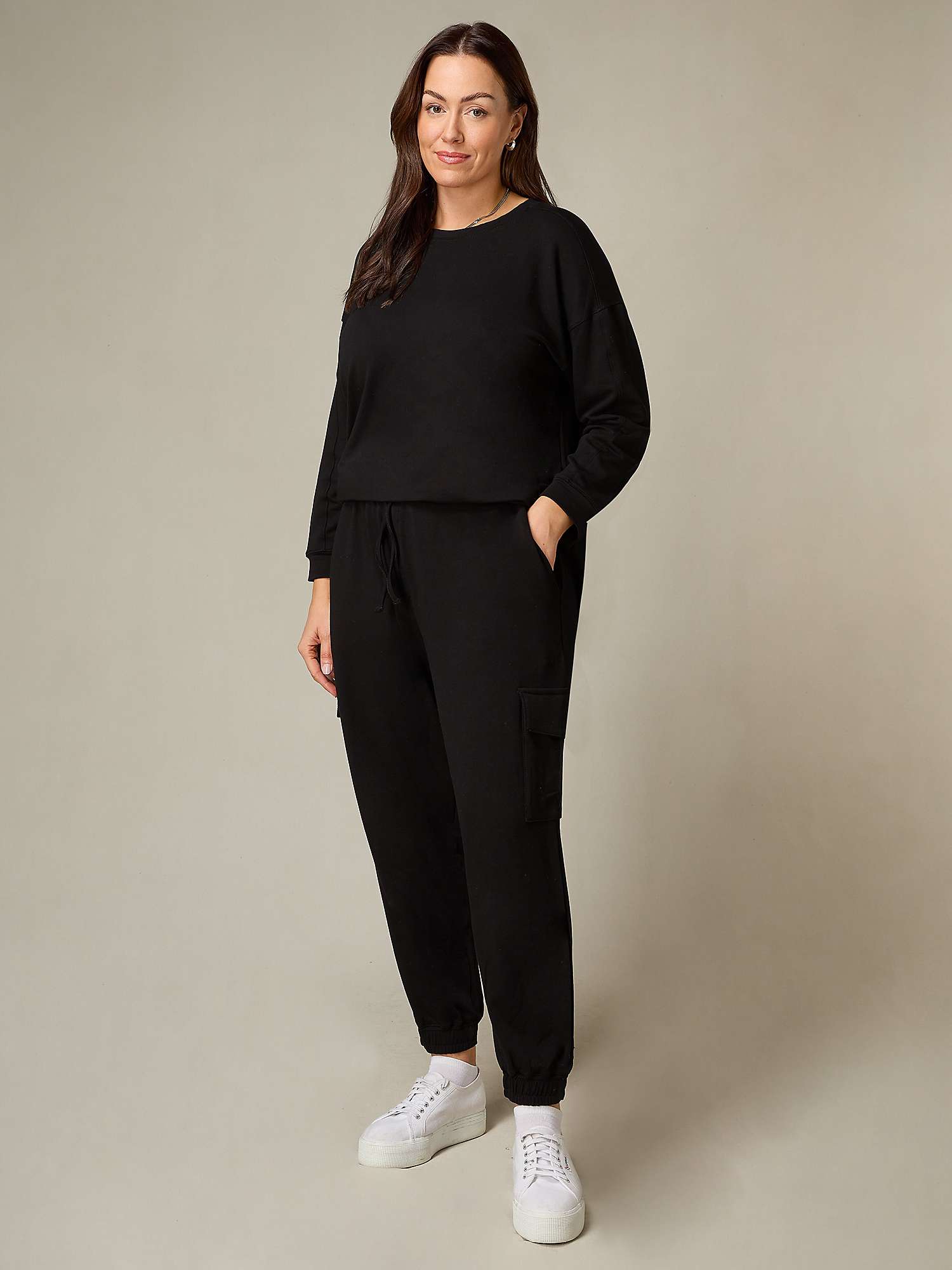Buy Live Unlimited Curve Petite Jersey Cargo Trousers, Black Online at johnlewis.com