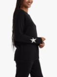 Chinti & Parker Wool and Cashmere Blend Star Slouchy Jumper, Black