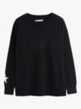Chinti & Parker Wool and Cashmere Blend Star Slouchy Jumper, Black