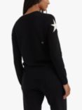 Chinti & Parker Star Sleeve Wool Cashmere Blend Jumper, Black