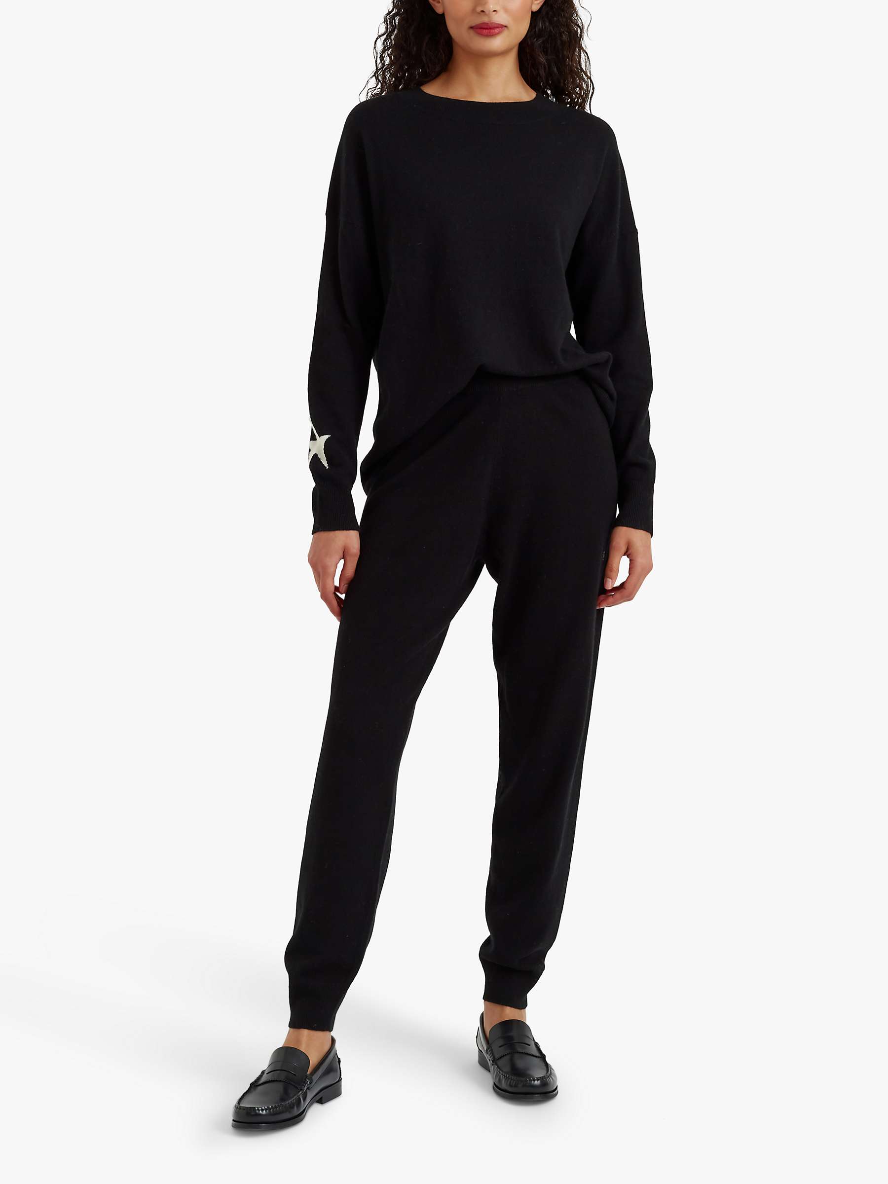 Buy Chinti & Parker Wool and Cashmere Blend Star Track Joggers, Black Online at johnlewis.com