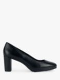 Geox Walk Pleasure Mid Heel Leather Court Shoes, Black