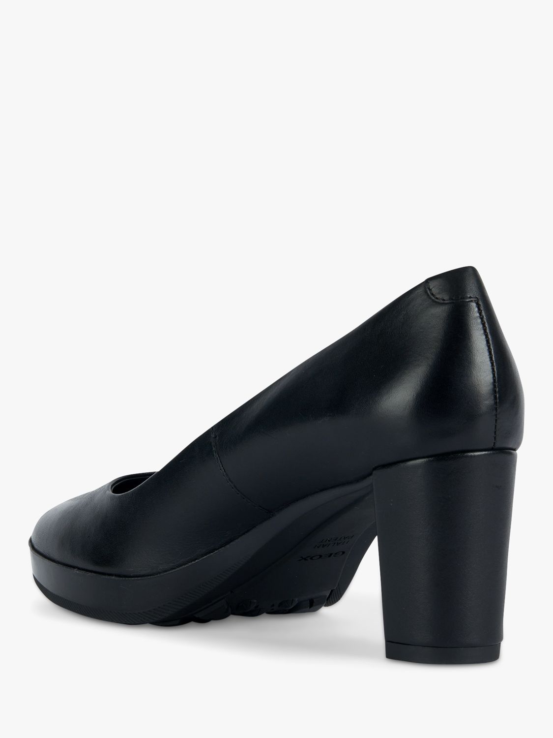Geox Walk Pleasure Mid Heel Leather Court Shoes, Black, EU36
