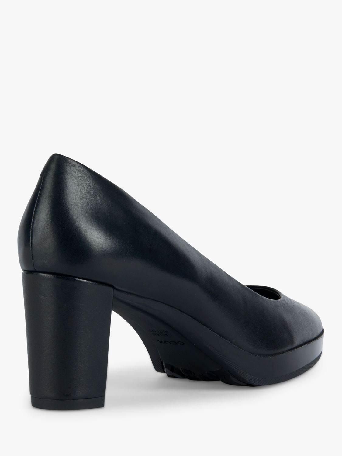 Geox Walk Pleasure Mid Heel Leather Court Shoes, Black, EU36