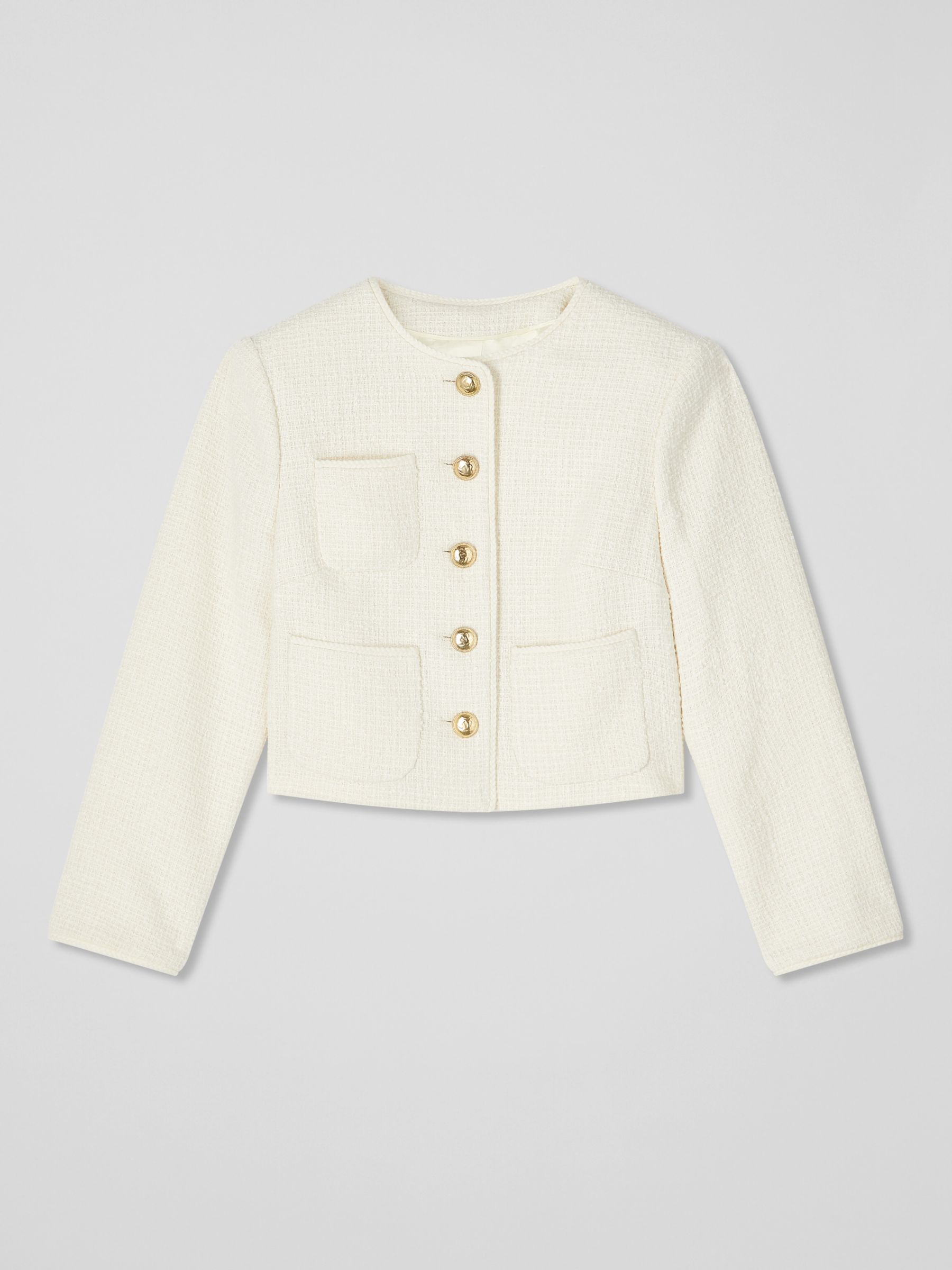 Buy L.K.Bennett Alexa Cropped Tweed Jacket, Cream Online at johnlewis.com