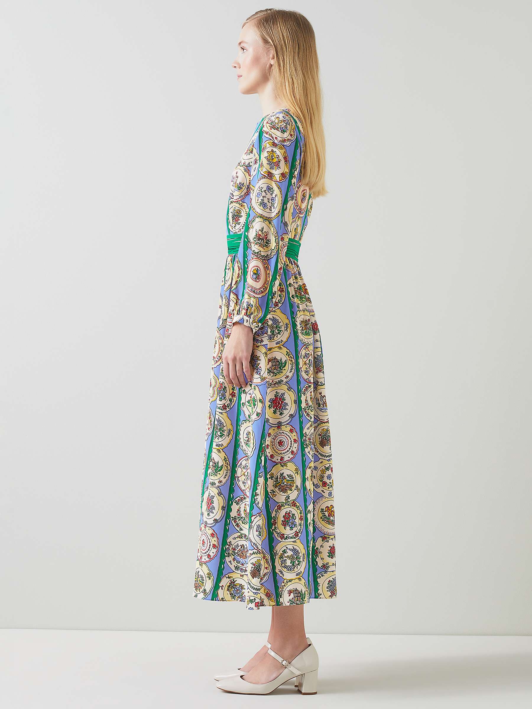 Buy L.K.Bennett Erica Graphic Print Midi Silk Dress, Multi Online at johnlewis.com