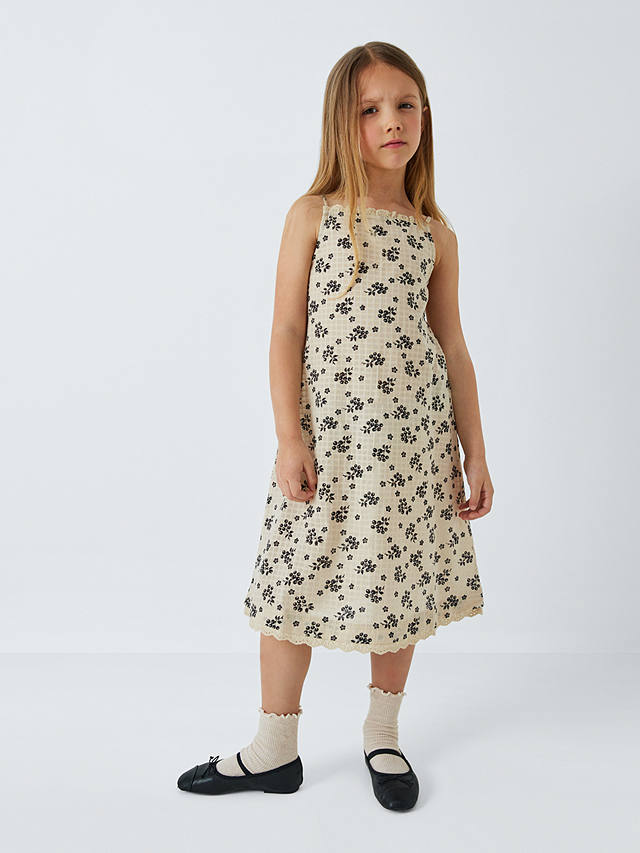 Caramel Kids' Hyssop Berry Bud Print Summer Dress, Off White/Navy