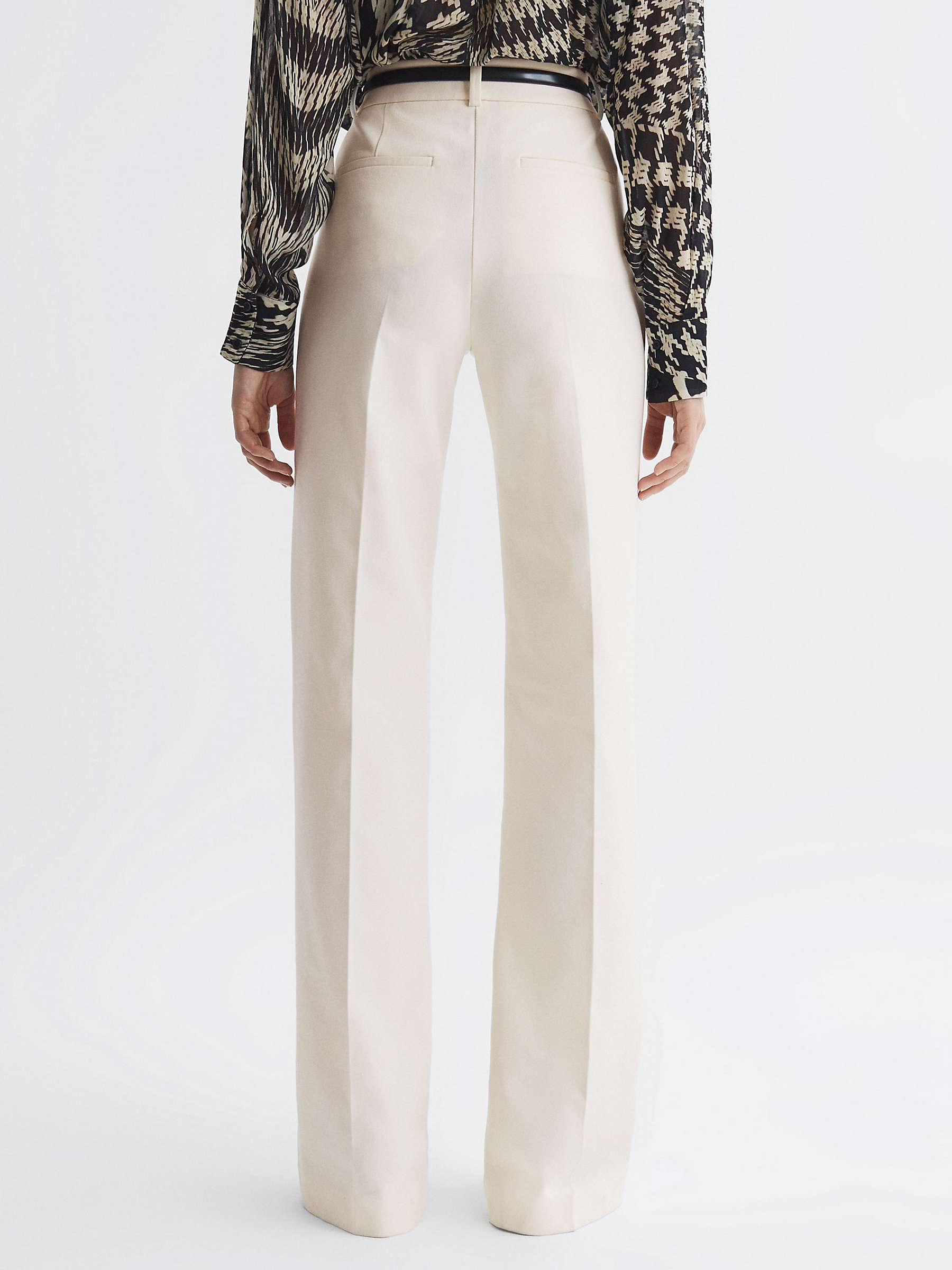 Buy Reiss Claude Flared Trousers, Cream Online at johnlewis.com