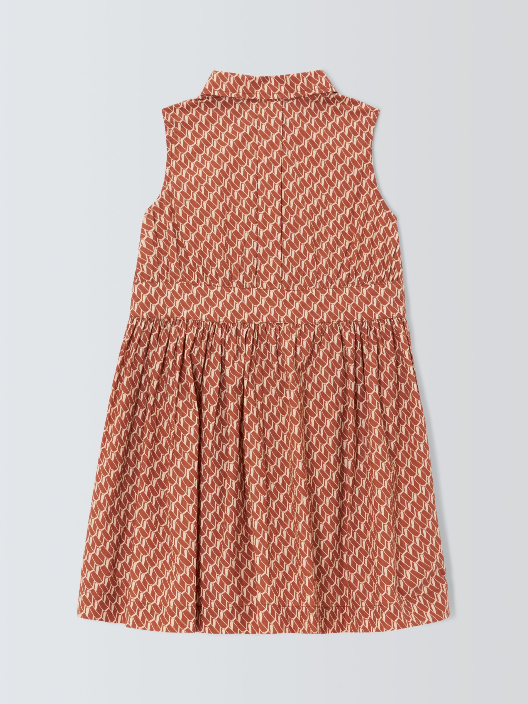 Caramel Kids' Penguin Geometric Print Dress, Orange, 3 years