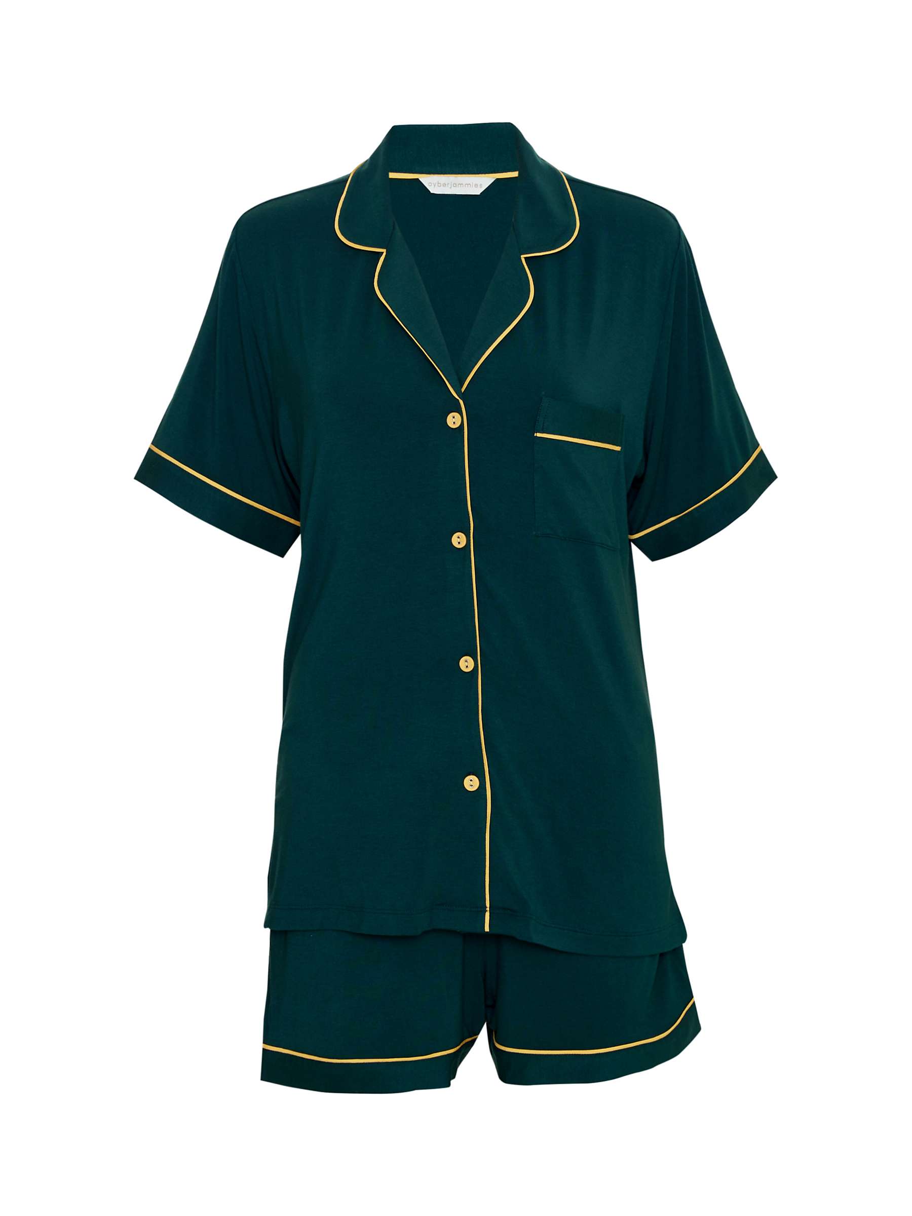 Buy Cyberjammies Gabrielle Jersey Revere Collar Shorty Pyjama Set, Green Online at johnlewis.com
