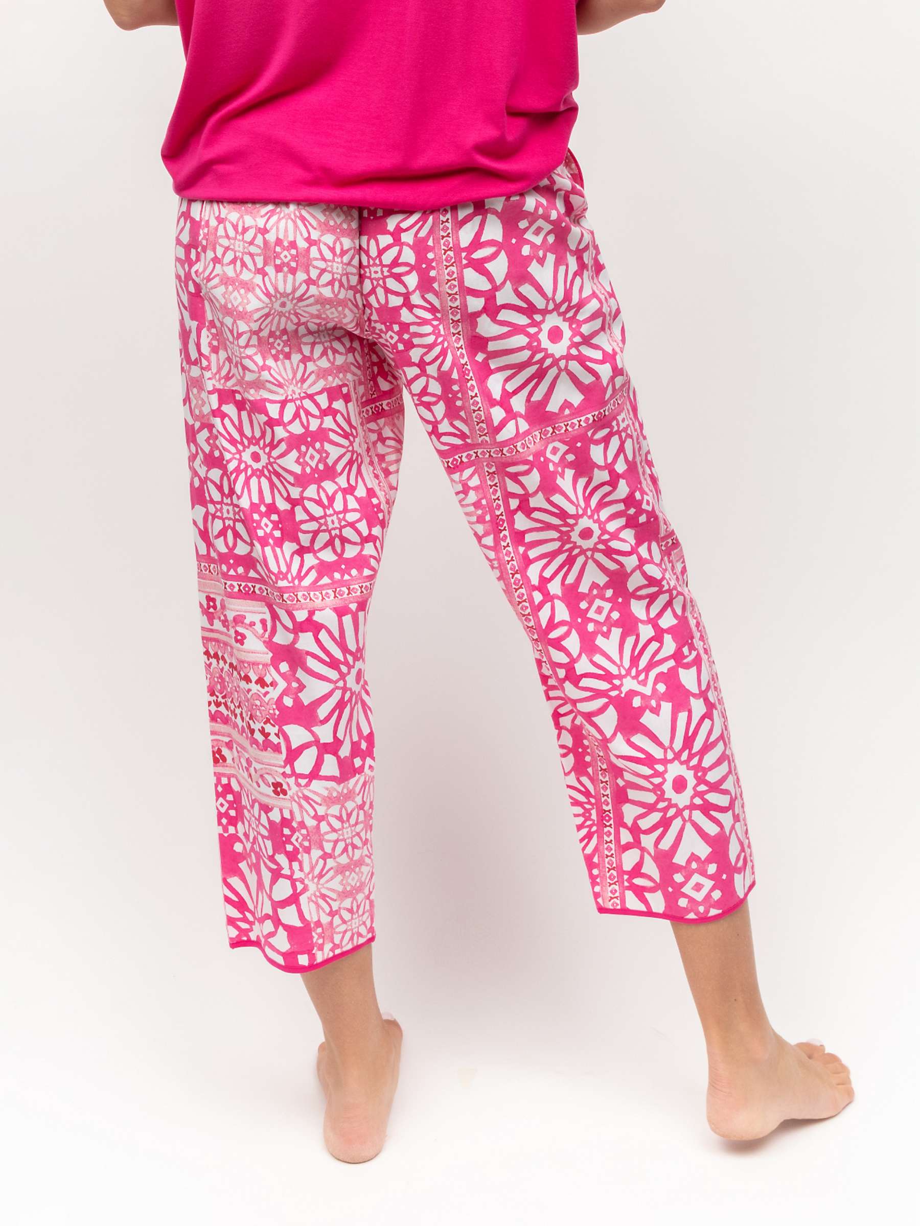 Buy Cyberjammies Hailey Tile Print Cropped Pyjama Bottoms, Pink Online at johnlewis.com