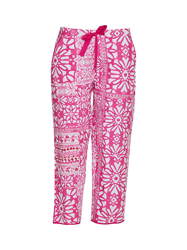 Cyberjammies Hailey Tile Print Cropped Pyjama Bottoms, Pink