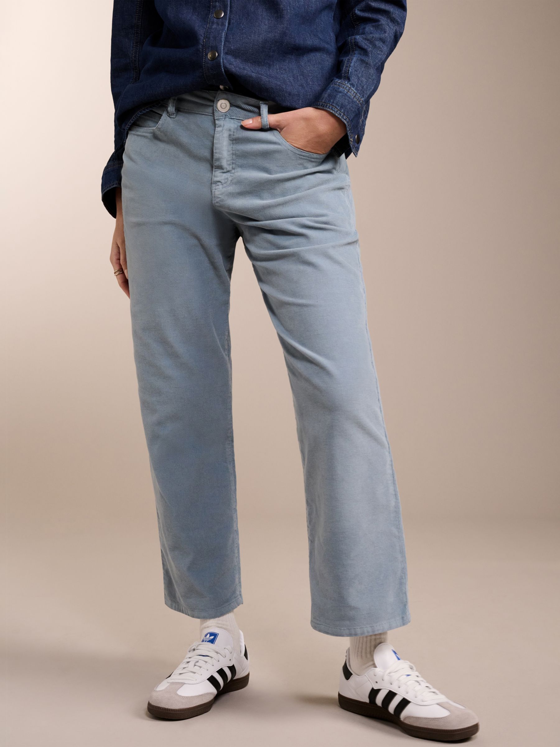 Baukjen Coleen Fine Organic Cotton Cord Trousers, Soft Blue, 16