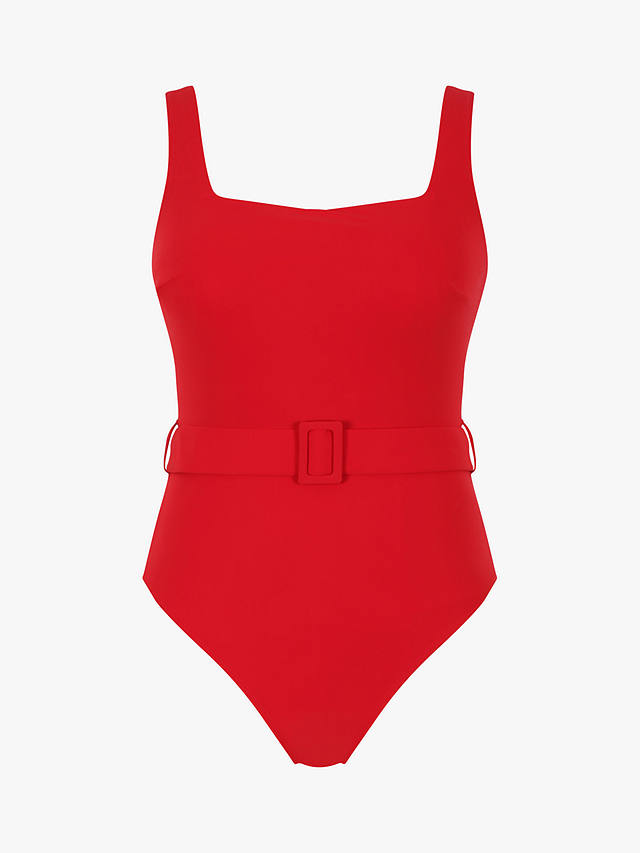 Pananche Swim Serena Square Neck Swimsuit, Rossa Red