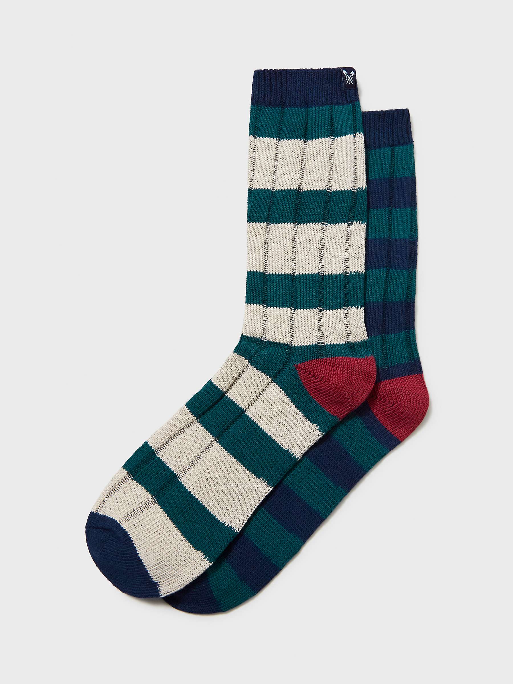 Buy Crew Clothing Stripey Rugby Socks, Pack of 2, Green/Multi Online at johnlewis.com