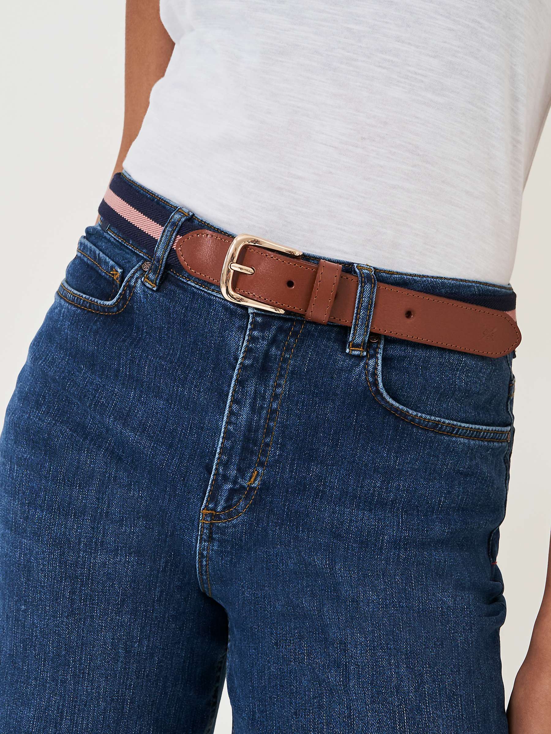 Buy Crew Clothing Striped Woven Belt, Pink/Multi Online at johnlewis.com