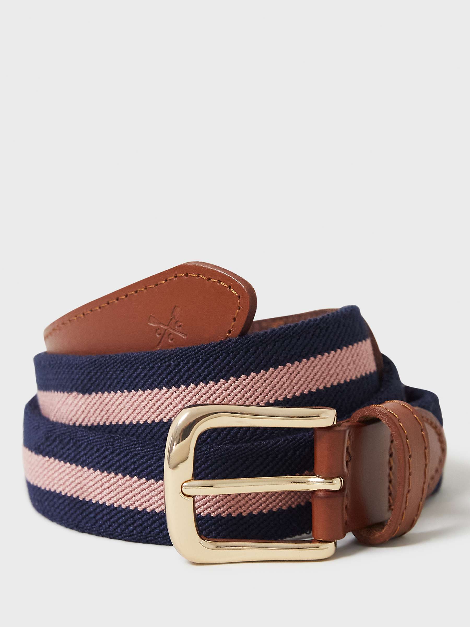 Buy Crew Clothing Striped Woven Belt, Pink/Multi Online at johnlewis.com