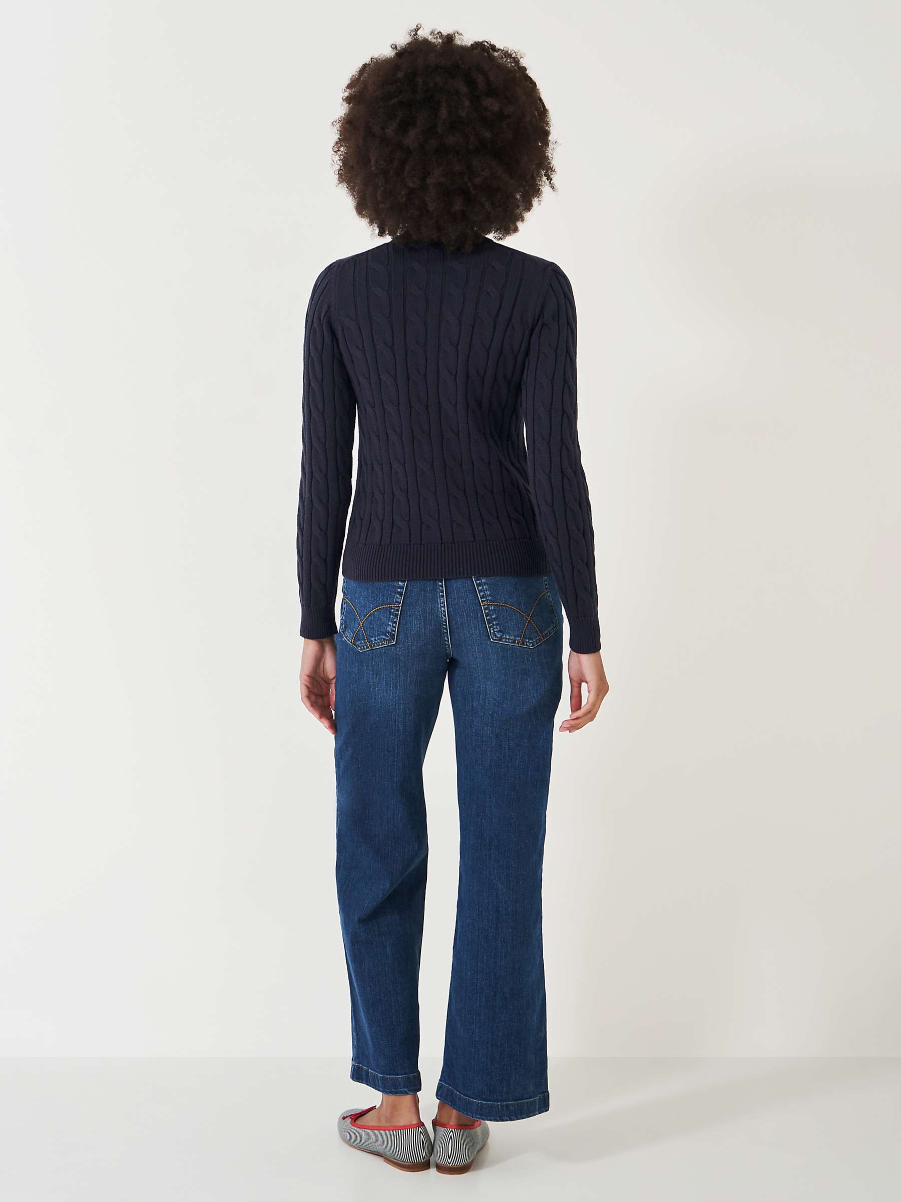 Buy Crew Clothing Cable Knit Cotton Cardigan, Navy Online at johnlewis.com