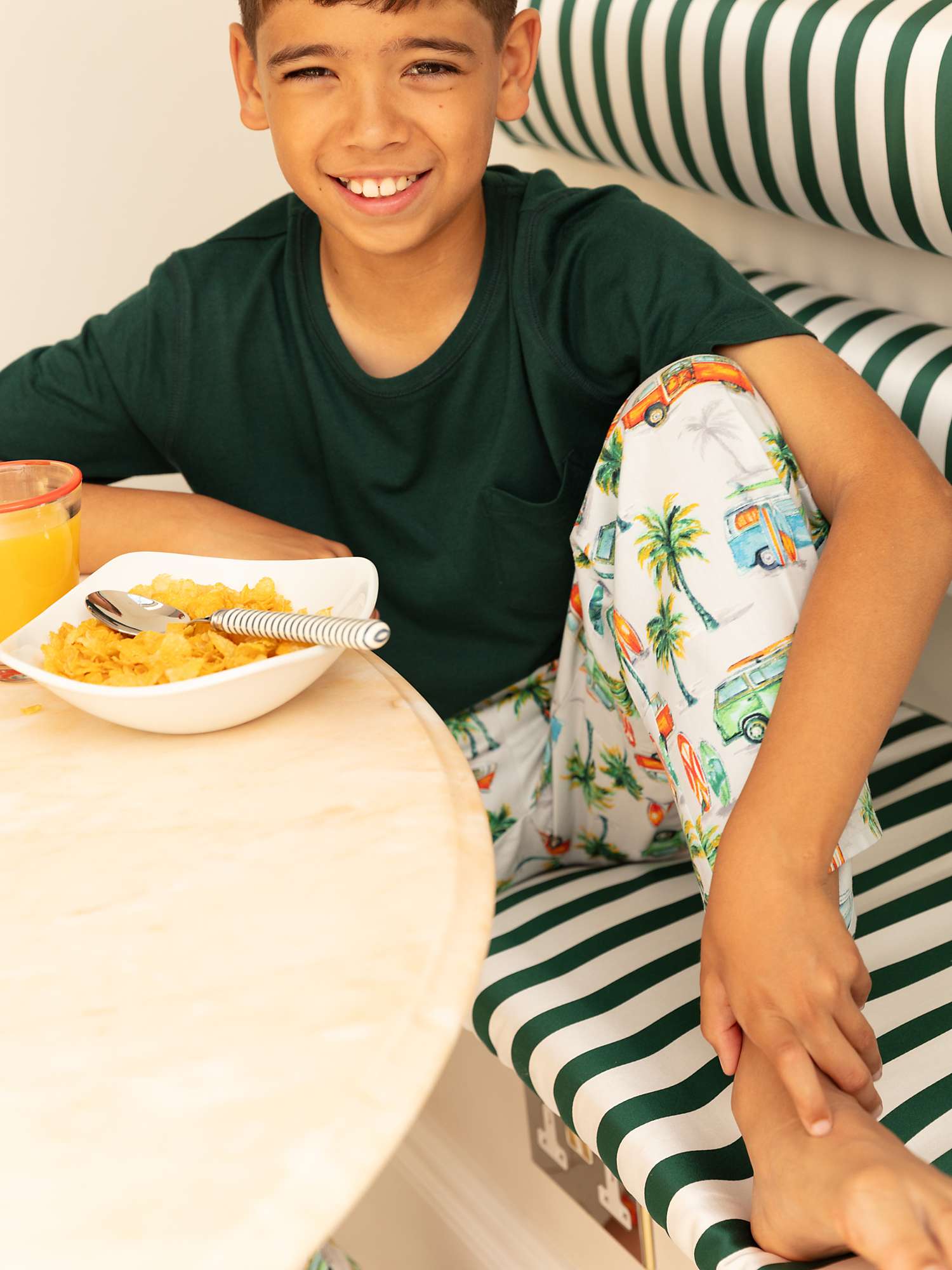 Buy Minijammies Kids' Bodhi Campervan Pyjama Set, Green/Grey Online at johnlewis.com