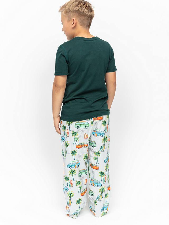 Minijammies Kids' Bodhi Campervan Pyjama Set, Green/Grey