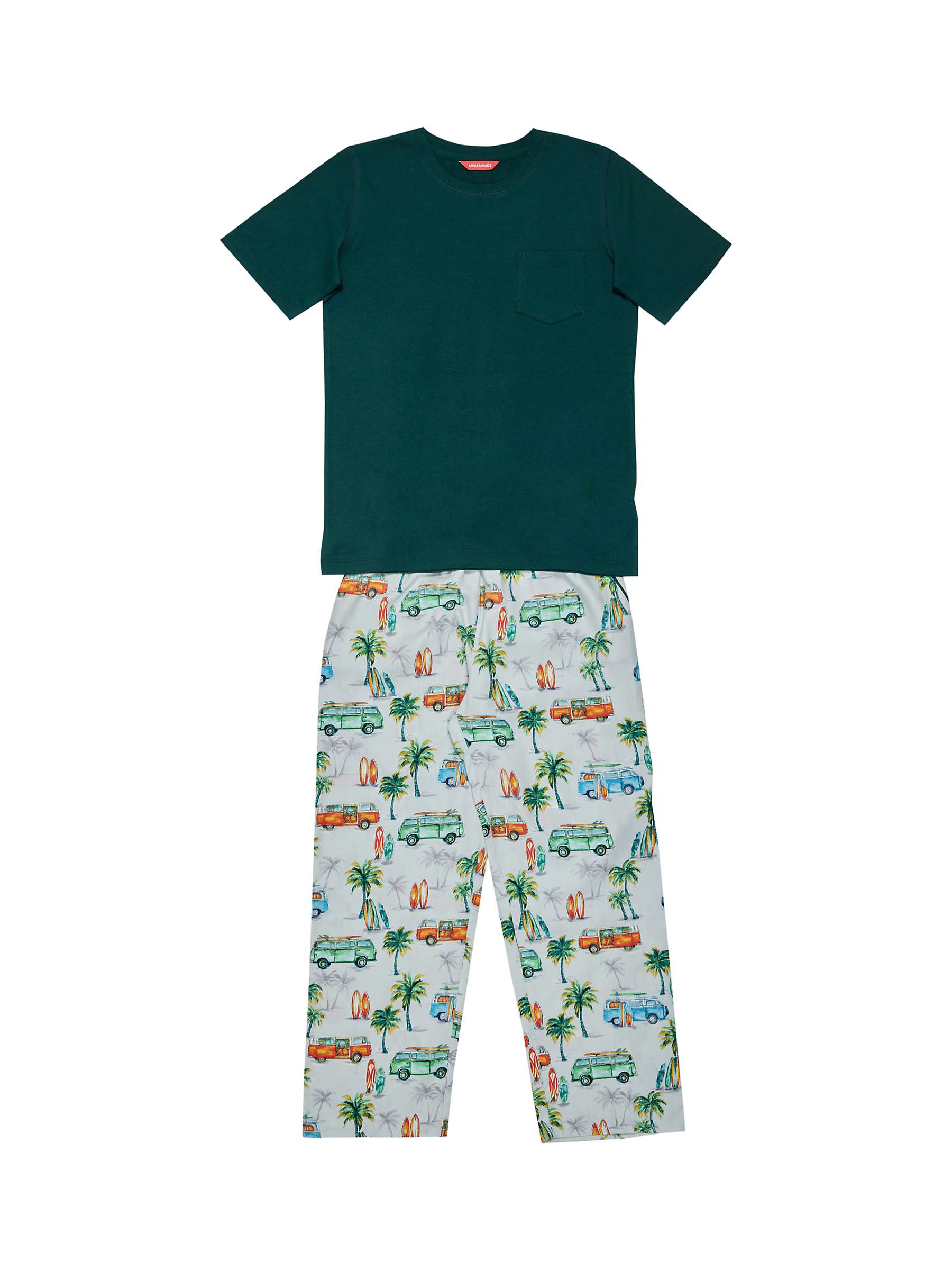 Buy Minijammies Kids' Bodhi Campervan Pyjama Set, Green/Grey Online at johnlewis.com