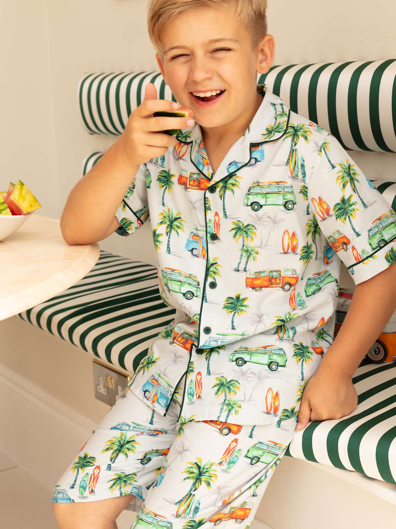 Buy Minijammies Kids' Bodhi Campervan Short Pyjama Set, Grey Online at johnlewis.com