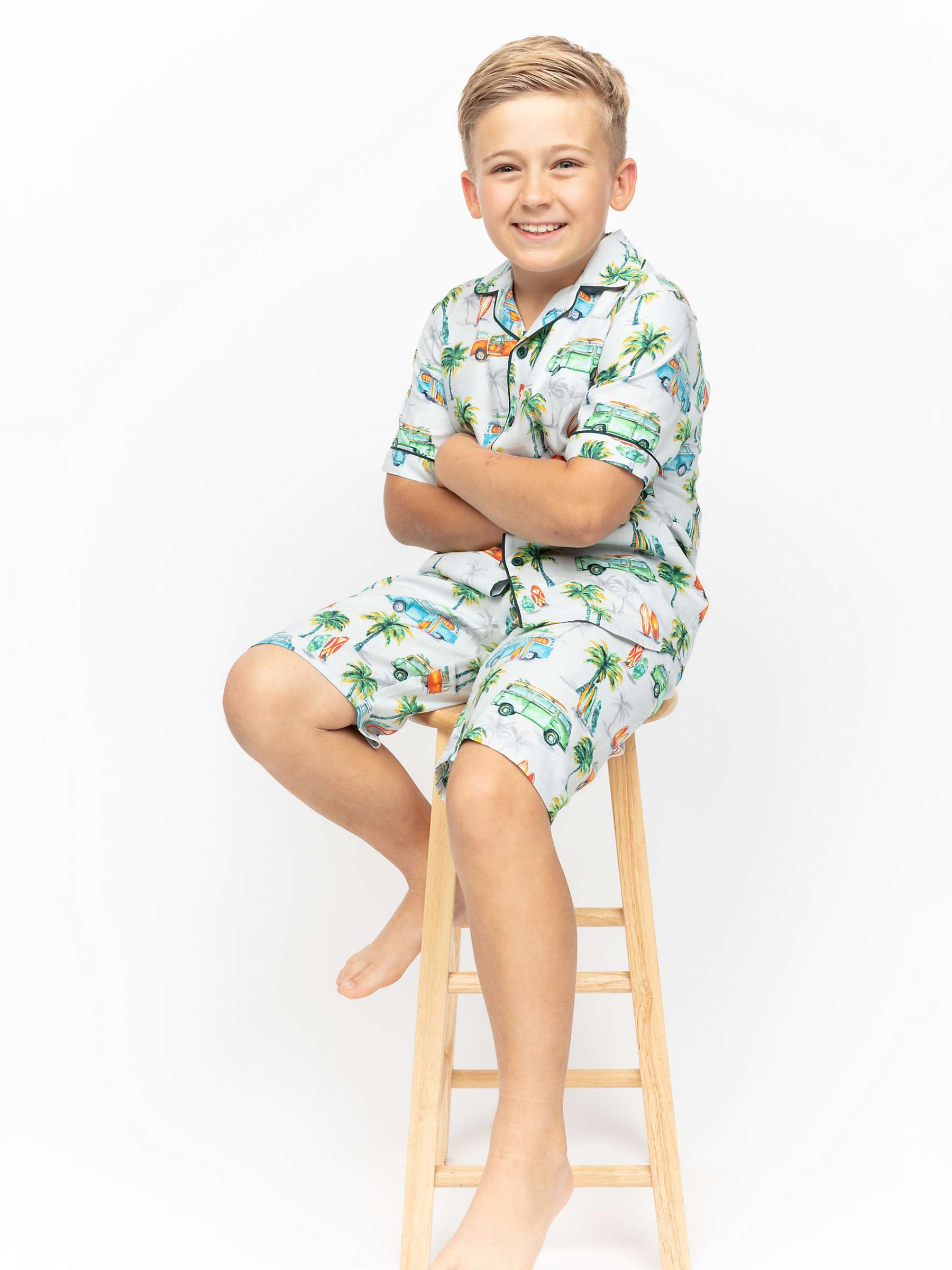 Buy Minijammies Kids' Bodhi Campervan Short Pyjama Set, Grey Online at johnlewis.com
