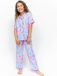 Minijammies Kids' Zoey Flamingo Print Pyjama Set, Blue/Pink