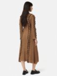 Jigsaw Scallop Trim Knitted Midi Dress, Brown, Brown