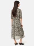 Jigsaw Reef Odyssey Crinkle Fabric Midi Dress, Black/Beige
